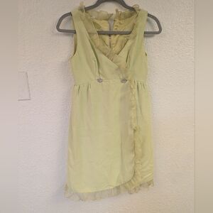 1960s Chartreuse Ruffle Mod Mini Dress